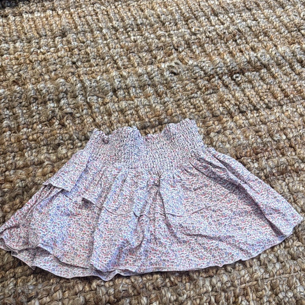 Katie J NYC Floral Smocked Skirt - Pink and White